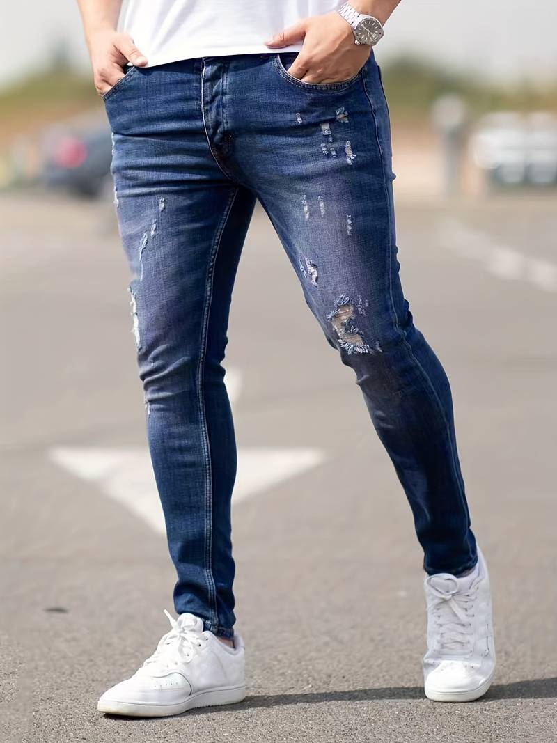 WW | Skinny Fit Jeans with Rips - Stretch Denim Pants for Everyday & Streetwear Style