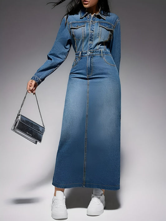 WW | Elegantes Jeanskleid mit langen Ärmeln