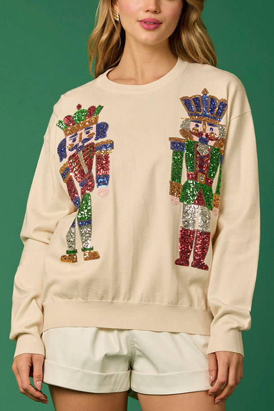 WW | Weihnachtssoldat Pailletten Mode Lässiger Sweatshirt