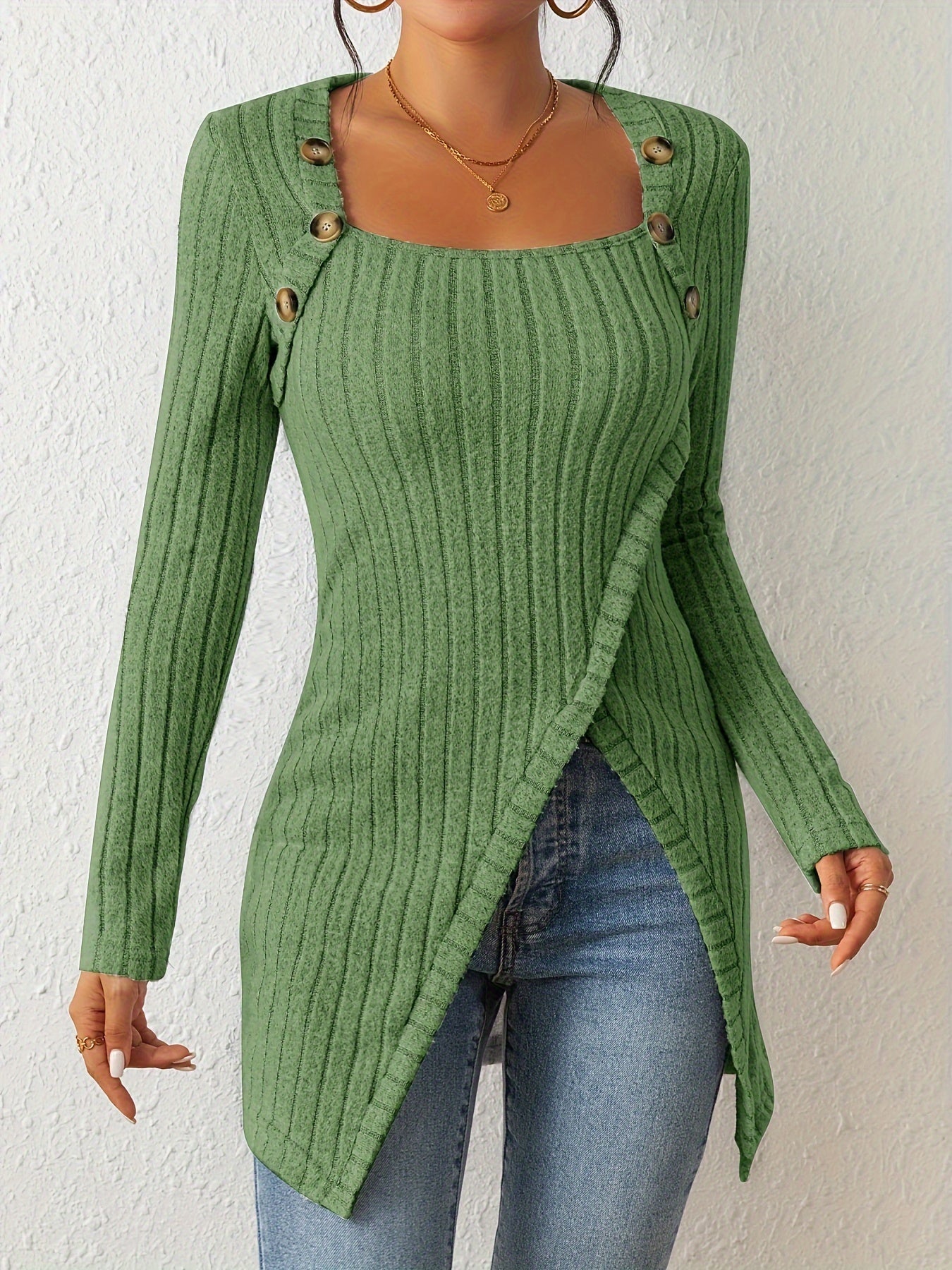 WW | Ribbed Button Top For Women