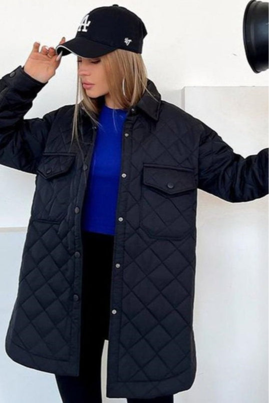 WW | Long Diamond Quilted Puffer Jacket