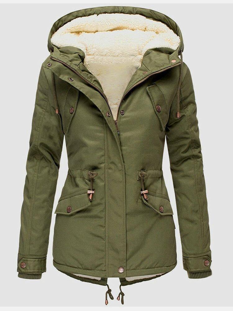 WW | Fleecegefütterte Kapuzenparka - Verstellbare Taille - Warmer Wintermantel - Legere Oberbekleidung
