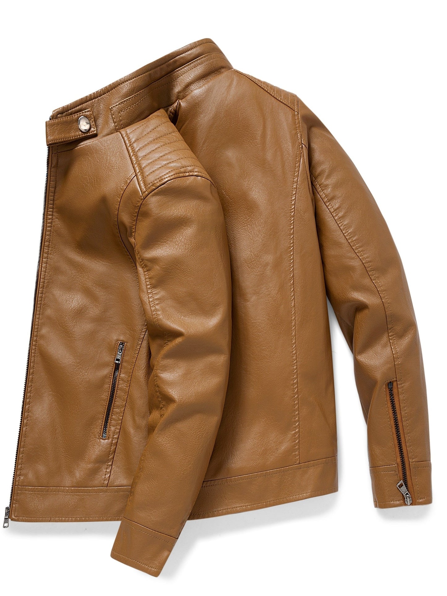 WW | Stylische Lederjacke mit Reißverschluss Taschen