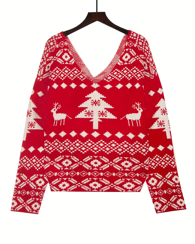 WW | Weihnachts-Schneeflocken Langarm-Sweater