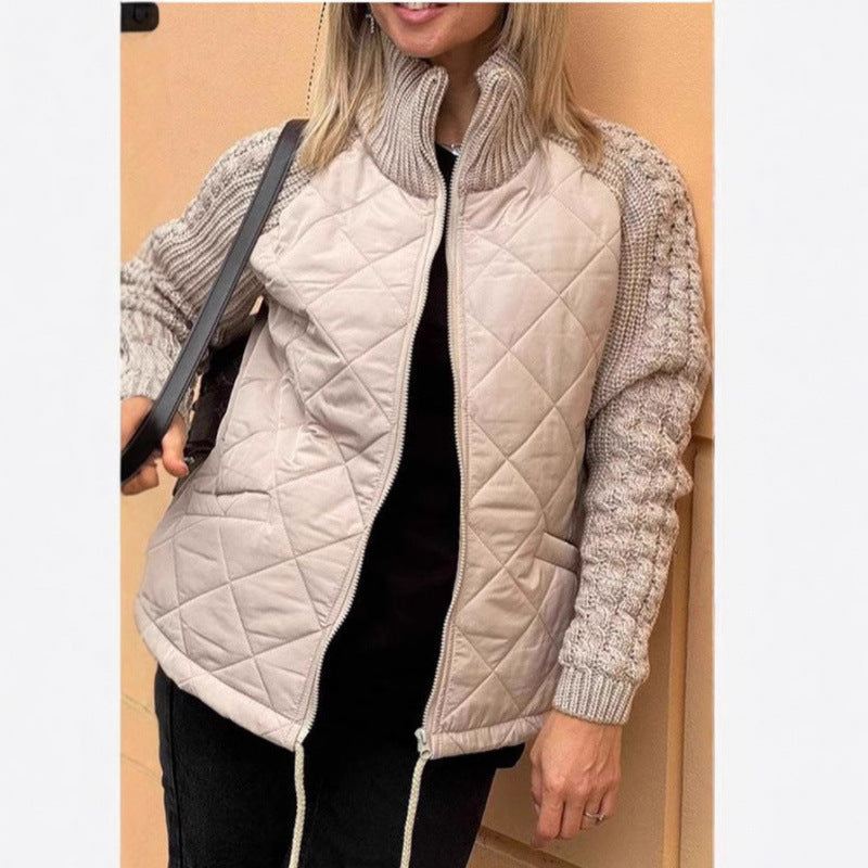 WW | Cozy quilted jacket with knit sleeves for women