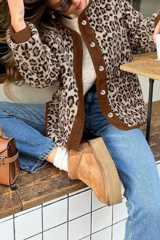 WW | Leopard Lockere Lockere Kaschmir Warme Jacke