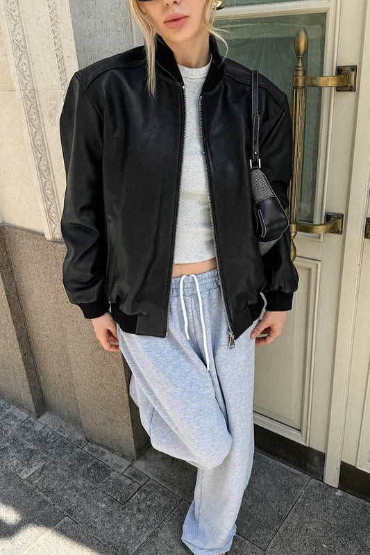 WW | Schwarze Leder Bikerjacke