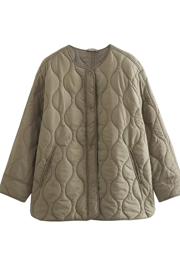 WW | Farbe Lockere Runde Hals Gepolsterte Jacke