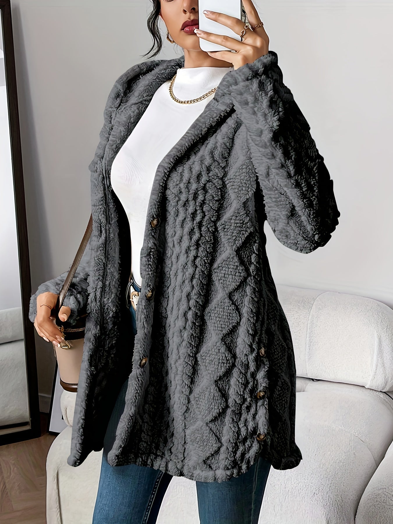 WW | Long jacket with hood and buttons