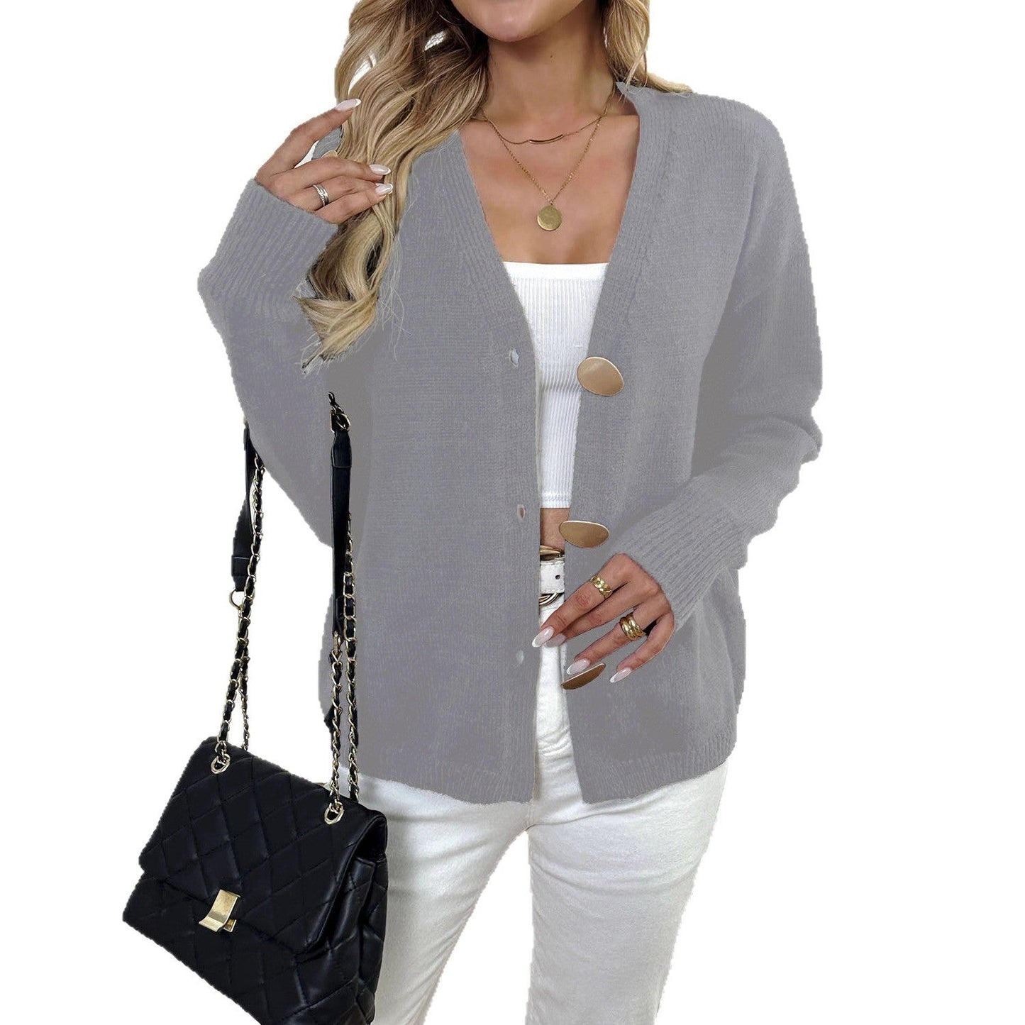 WW | Elegant knit cardigan with large buttons