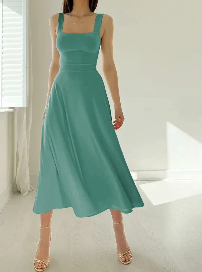 WW - Elegantes ärmelloses A-Linien-Midikleid – Zeitloser Chic | Fit-and-Flare Midikleid – Perfekt für jeden Anlass