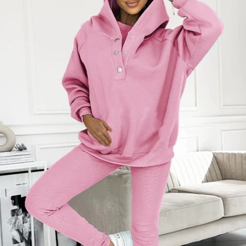 WW | Women's 3-piece Sport Suit with Loose Hoodie and Slim Pants