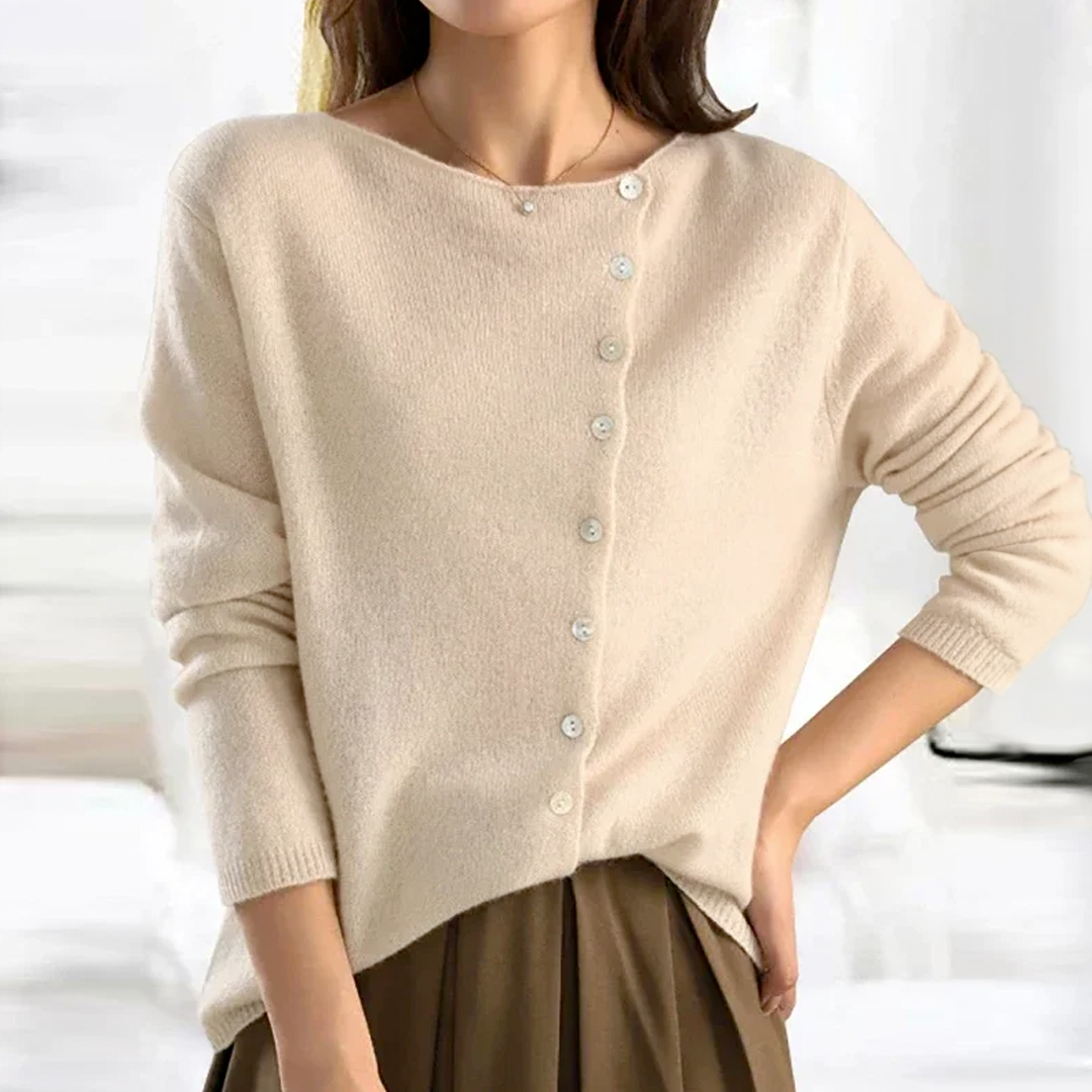 WW - Damen weicher Knopf-Pulli für eleganten Komfort