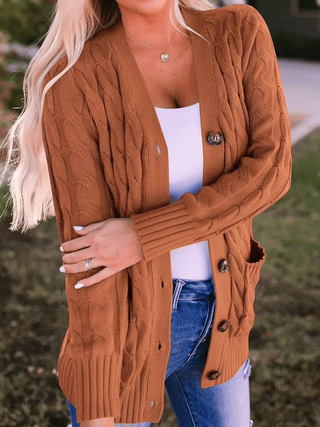 WW | Open-Front Cable-Knit Cardigan