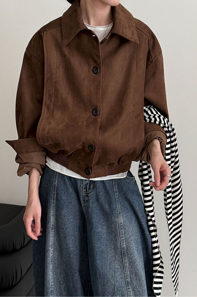 WW | Suede Lapel Collar Jacket
