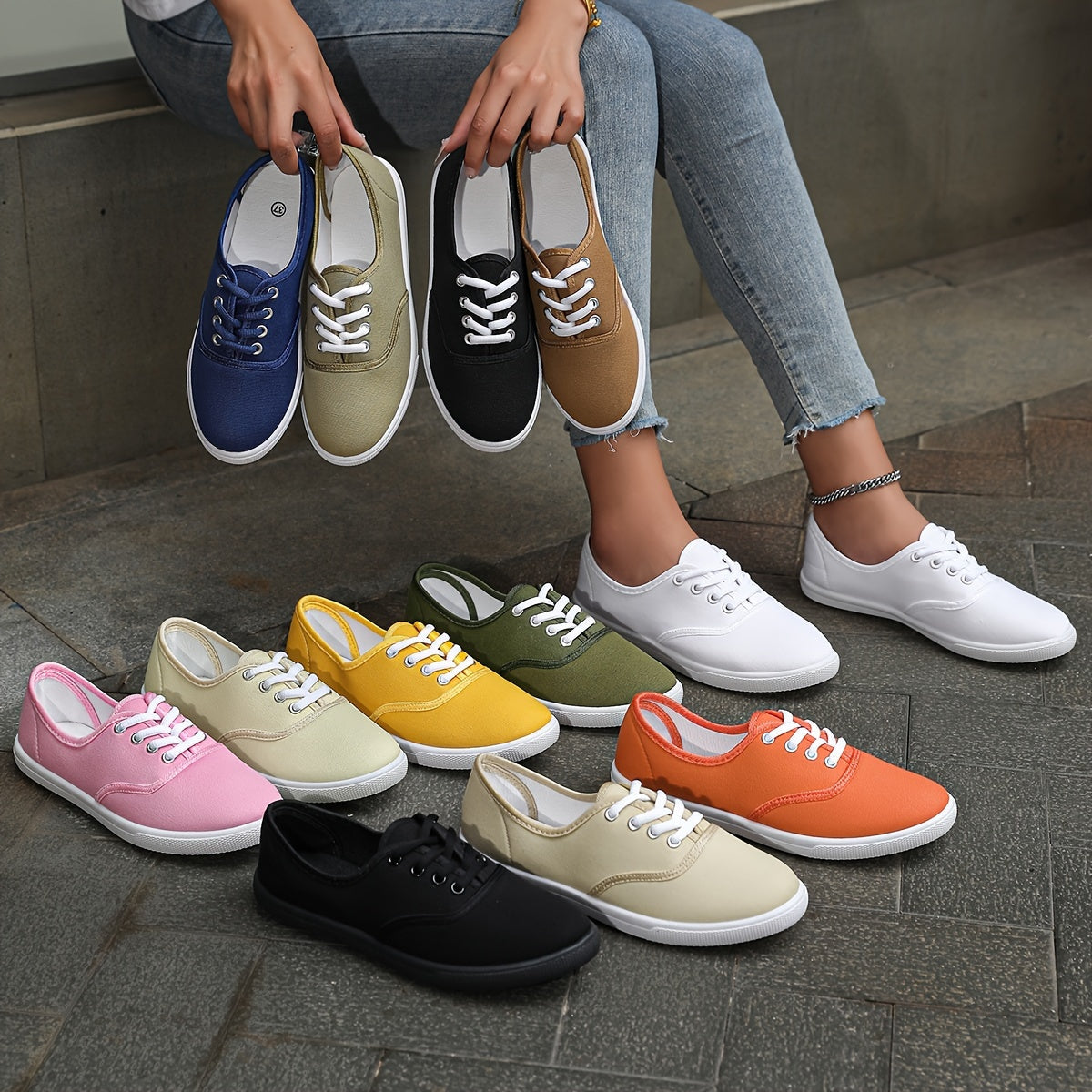 WW | Bequeme Niedrige Canvas Sneakers in Weiß
