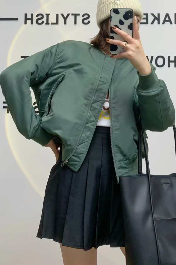 WW | Kragen Verdickte Einseitige Flugjacke Baseballjacke