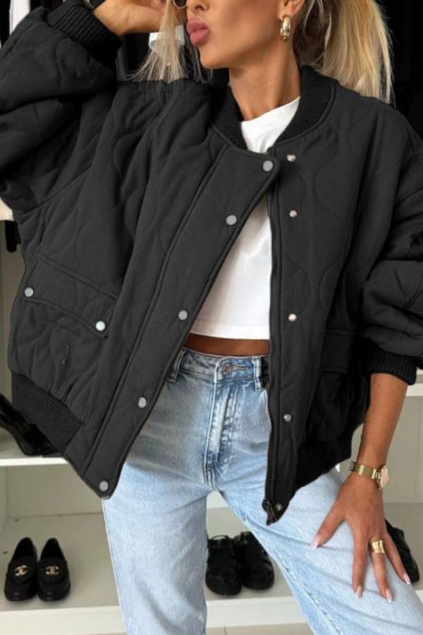 WW | Collar Snap Down Long Sleeve Jacket
