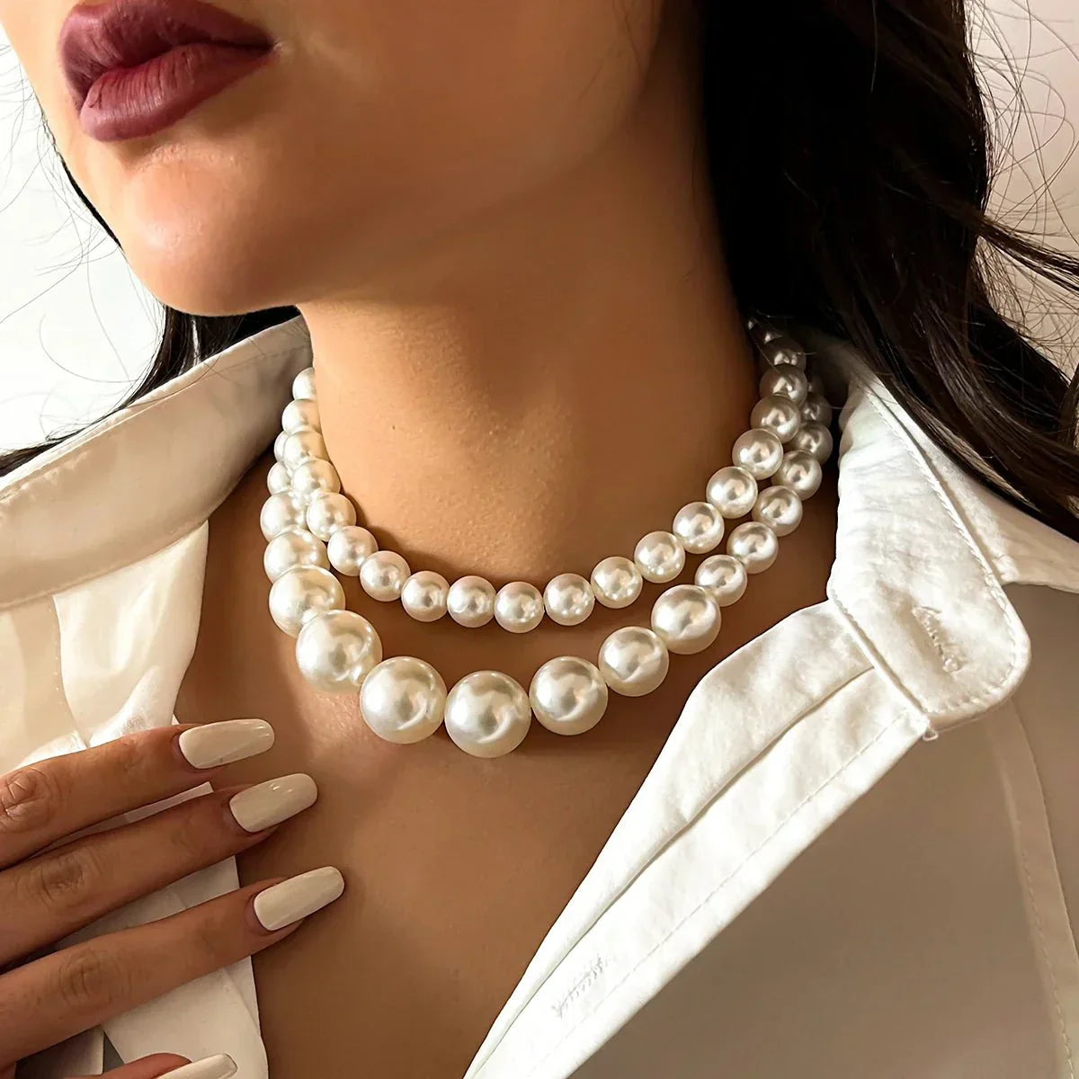 WW | Embellished Double Layer Necklace Set for Women