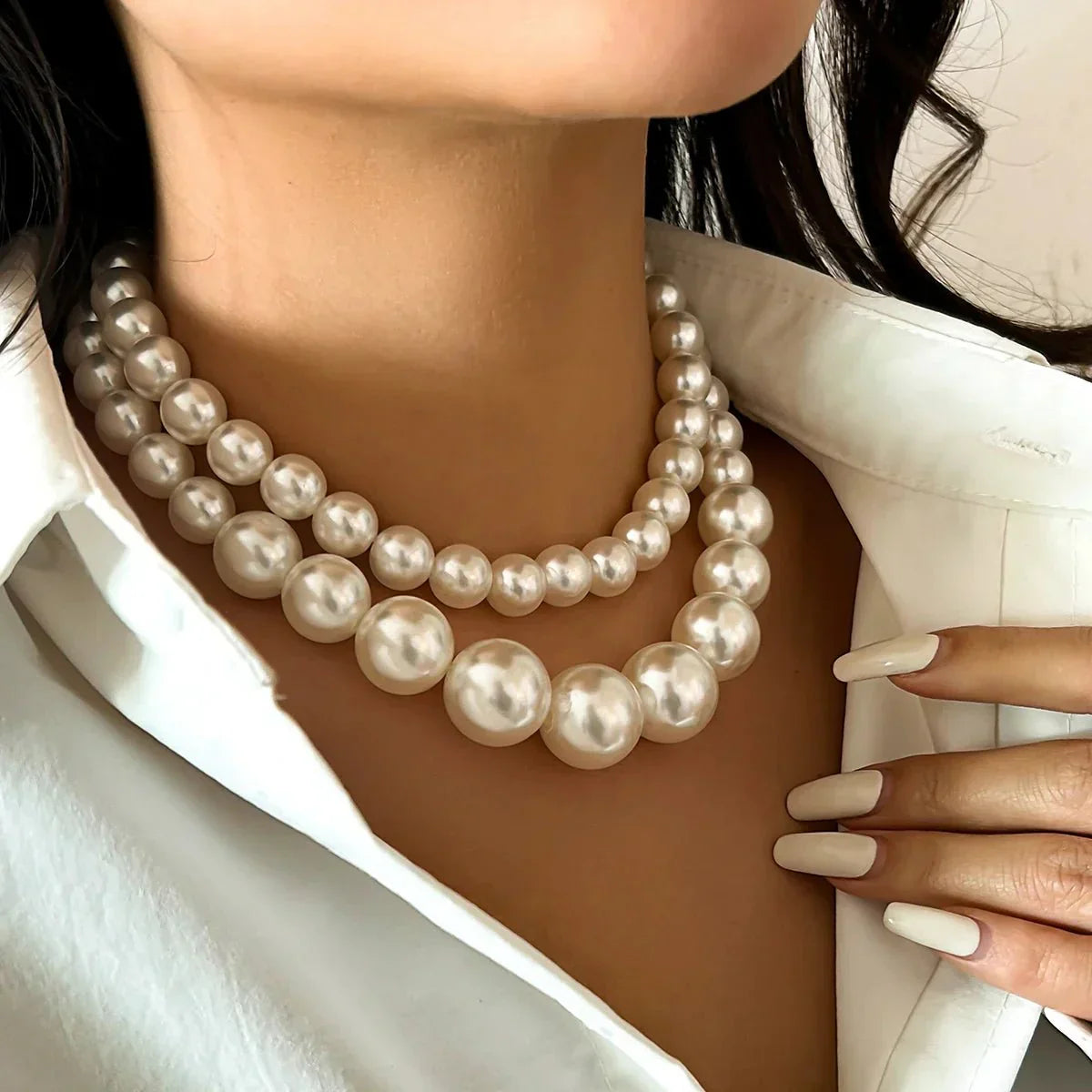 WW | Embellished Double Layer Necklace Set for Women
