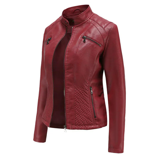 WW | Damenjacke Kunstleder Klassisches Bikerdesign