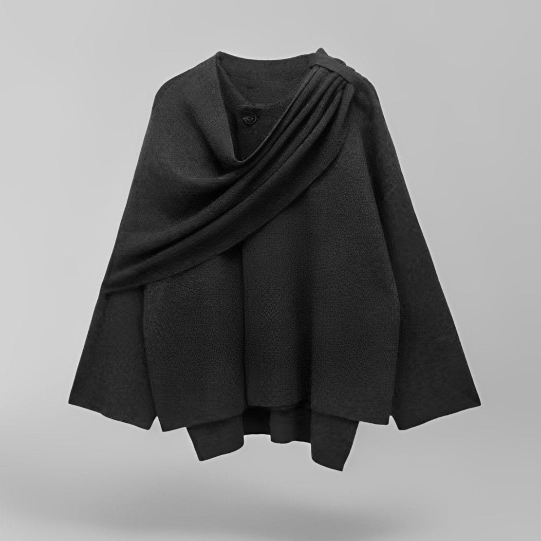WW | Women's Cape Coat – Wool Blend – Oversize – Draped Asymmetric Design