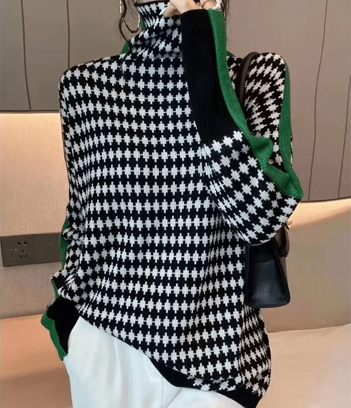 WW | Eleganter Pullover mit schwarz-weißem Karomuster