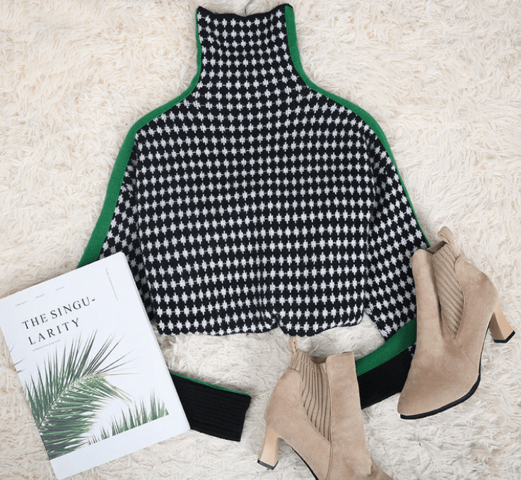 WW | Eleganter Pullover mit schwarz-weißem Karomuster
