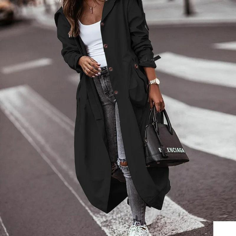 WW | Kapuzen-Trenchcoat - Leicht und Wasserabweisend - Längeres Design - Lässiger Street Style