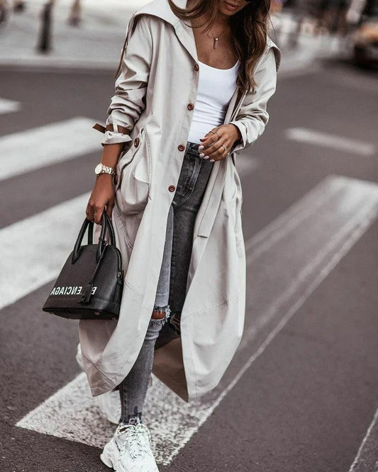 WW | Hooded Trench Coat - Lightweight and Water-Repellent - Longer Design - Casual Street Style