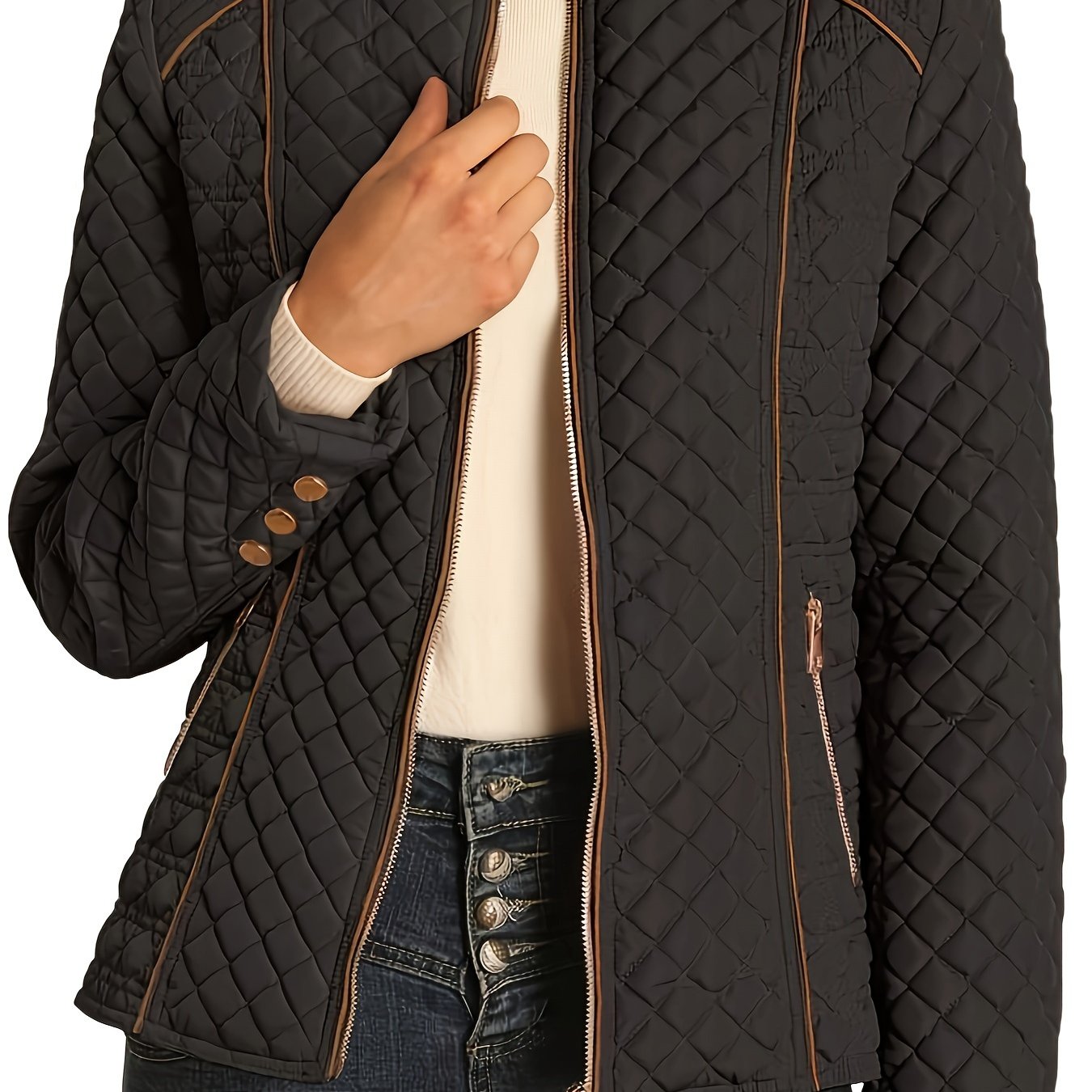 WW | Recycled quilted down jacket with zip and pockets