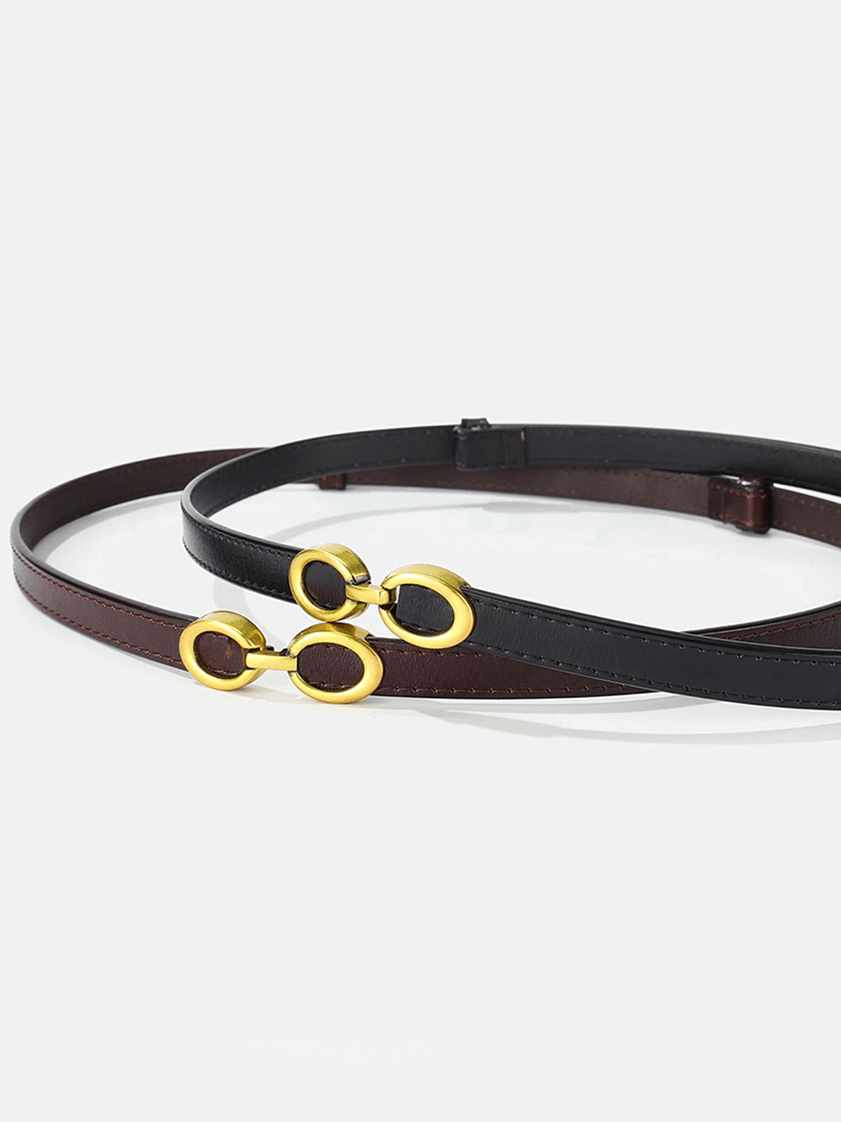 WW | Elegante Damen Gürtel Schmaler Leder Gürtel Mit Ringverschluss