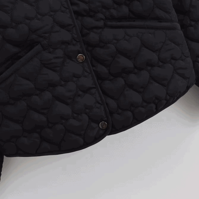 WW | Women's Quilted Jacket with Hearts – Lightweight Puffer with Snap Fasteners