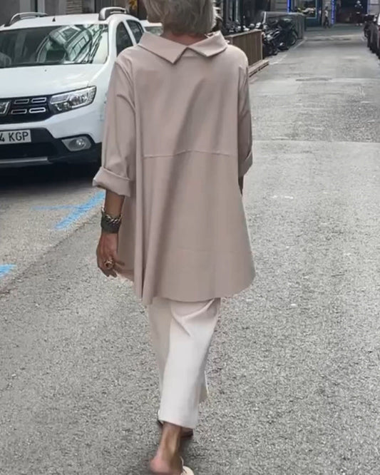 WW | Bluse mit Asymmetrischem Schnitt und Langen Ärmeln