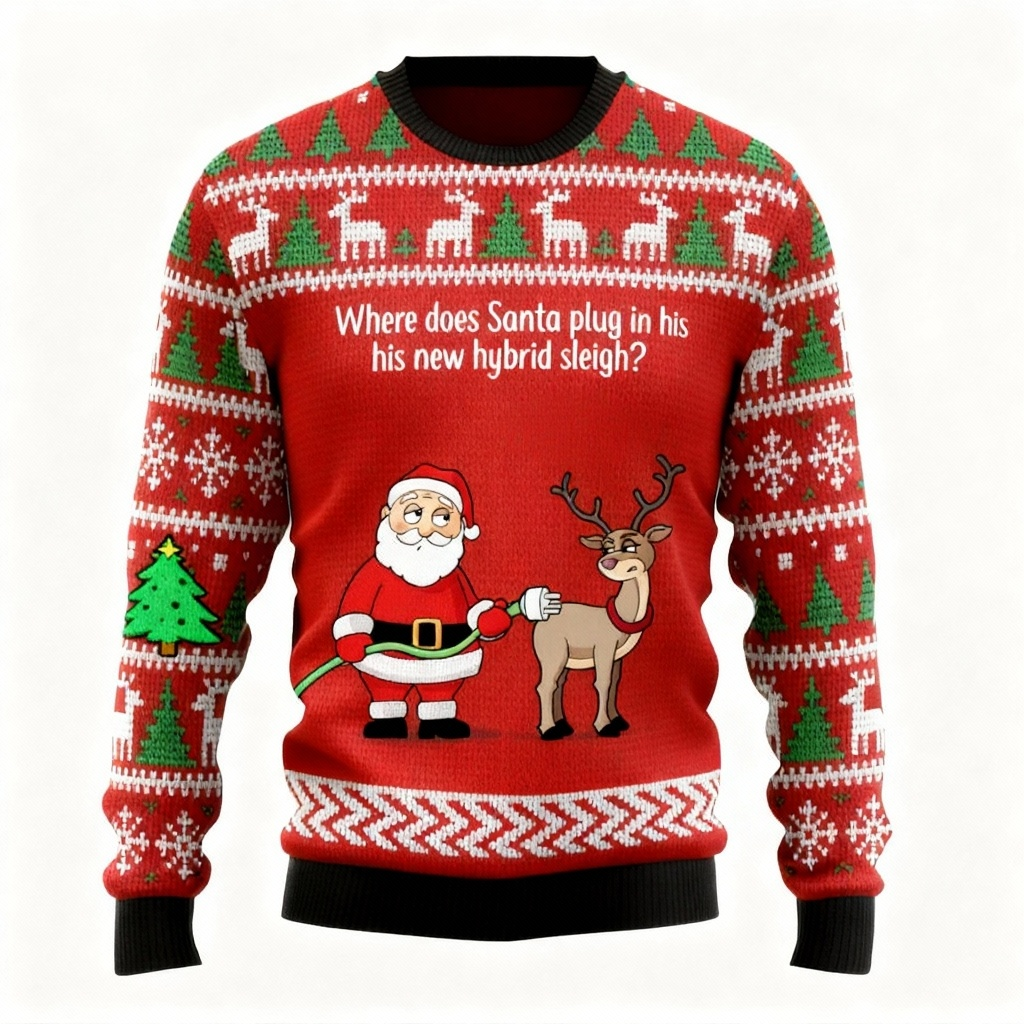 WW | Santa & Rentier Print Hässlicher Weihnachtspullover Geschenk - Beste Lustige Feiertagsgeschenk