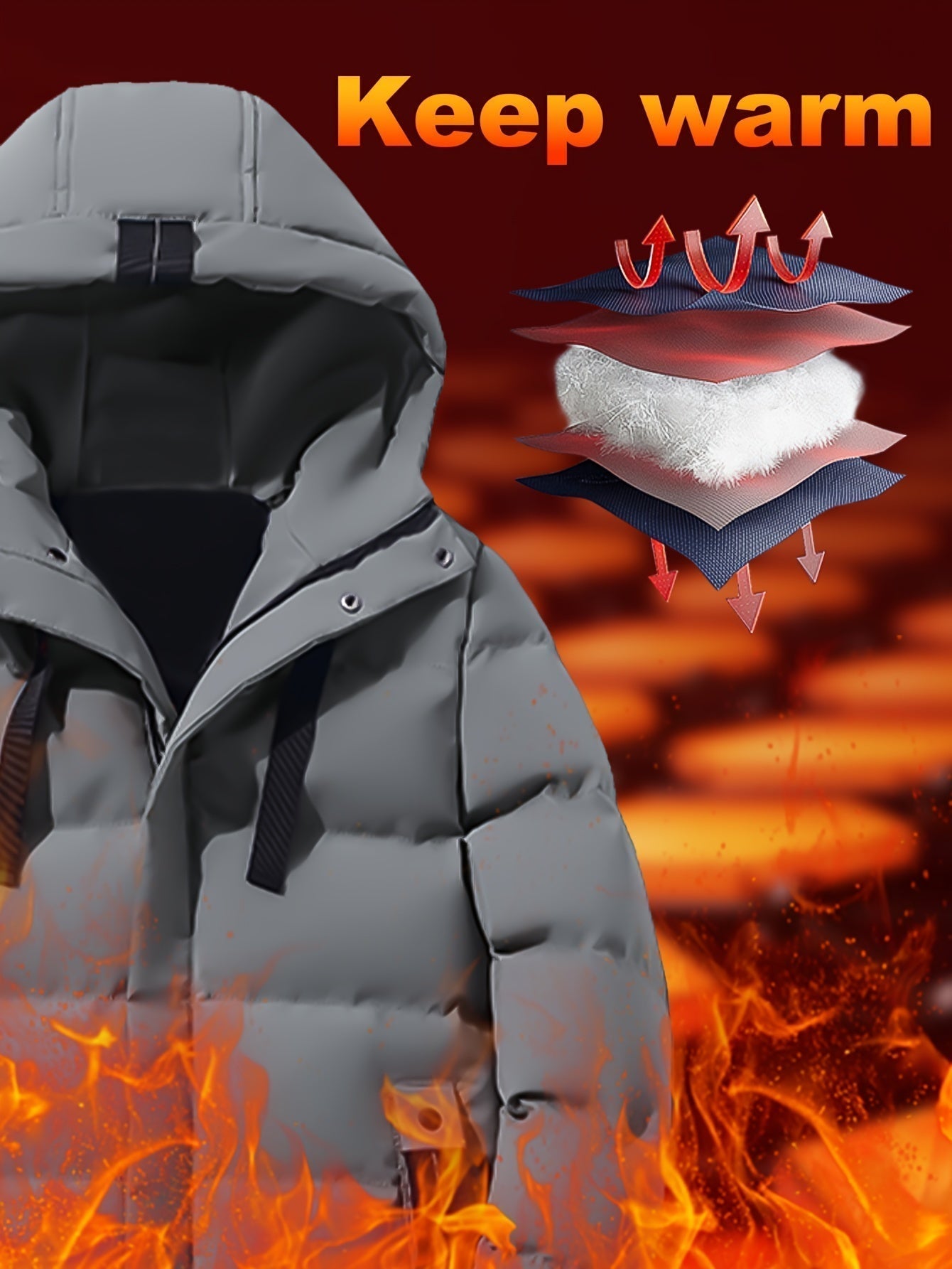 WW | Hooded Cotton Material With Large Pocket And Drawstring Winter Jacket For Men - Perfect for Outdoor Activities