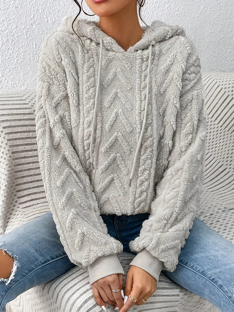 WW Sweater | Stylischer weicher Teddy-Fleece-Kapuzenpullover für Frauen