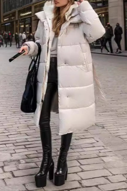 WW | Mittellange Kapuzen-Pufferjacke