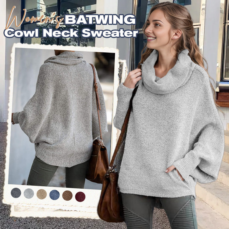 WW | Cozy batwing sweater with waterfall neckline and pockets