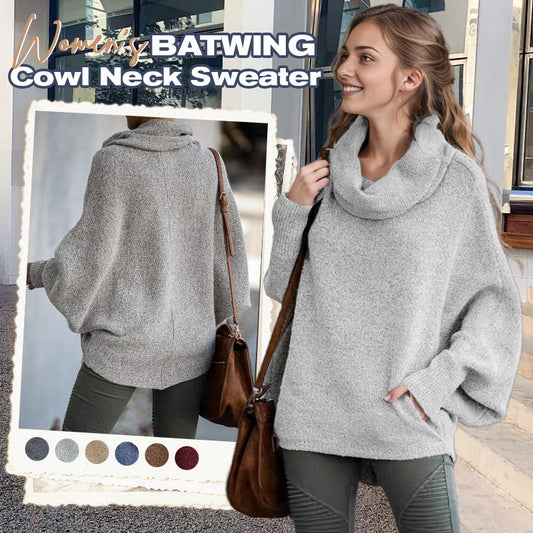 WW | Cozy batwing sweater with waterfall neckline and pockets