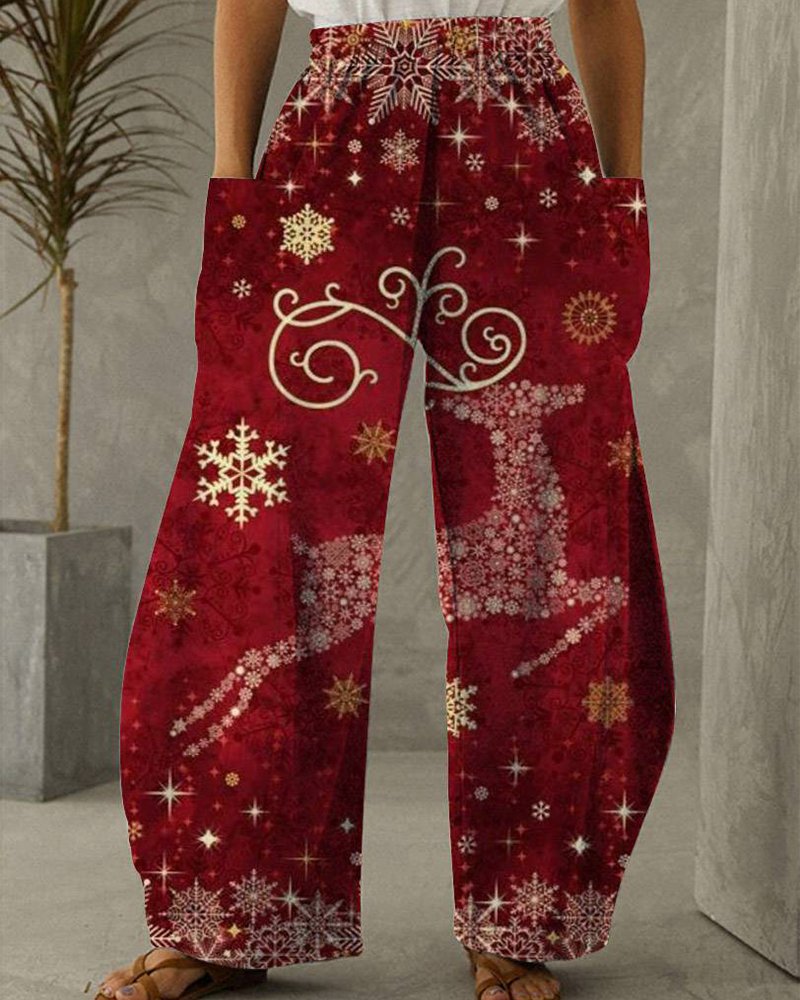 WW | Christmas Print Casual Trousers