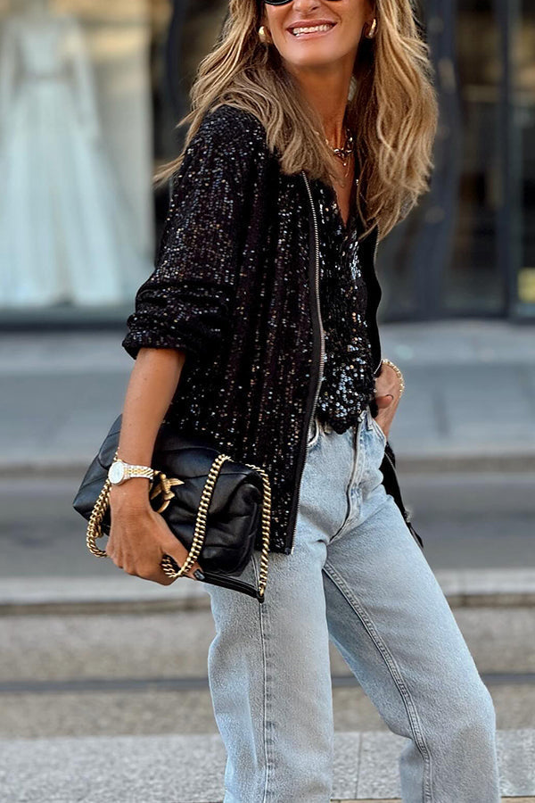 WW | Mode klassische Paillettenjacke