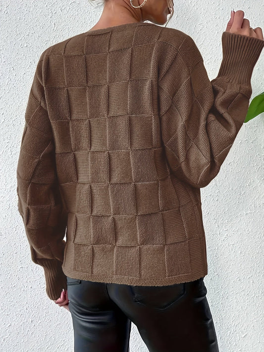 WW | Baumwollpullover mit Boot-Ausschnitt und karierten Ärmeln Pullover Damen - Perfekt für lässige Tage