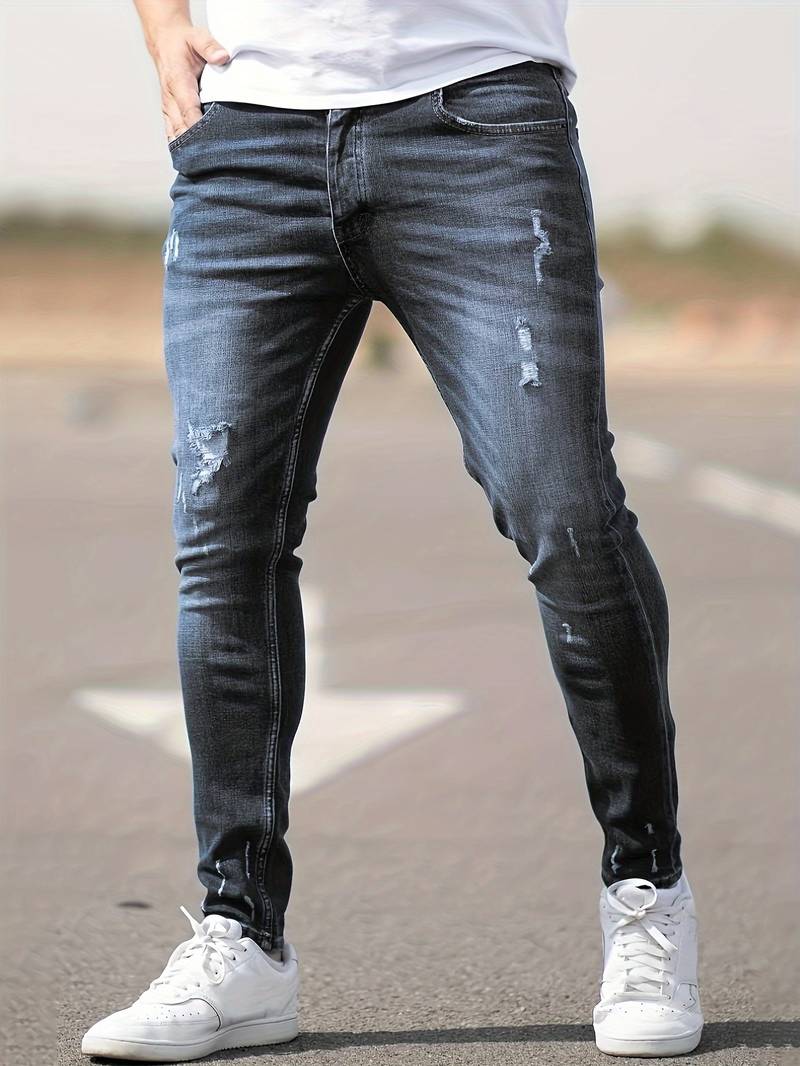 WW | Skinny Fit Jeans with Rips - Stretch Denim Pants for Everyday & Streetwear Style