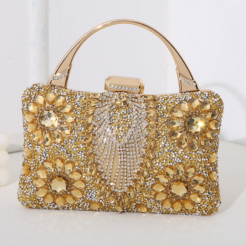 WW Metallic Handcrafted Diamond-Inlaid Evening Bag