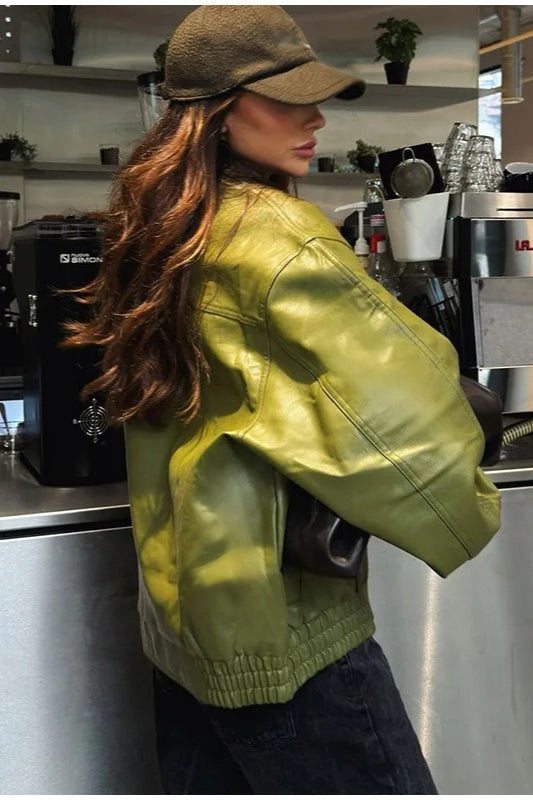 WW | Grüne Kunstlederjacke