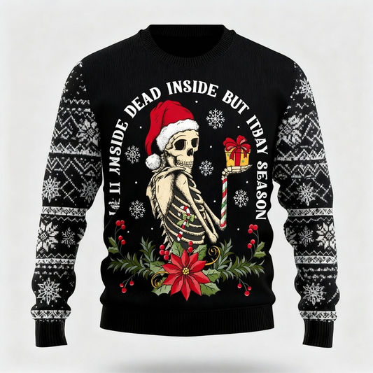 WW | Funny Skull Print - Black Holiday Icon Pullover