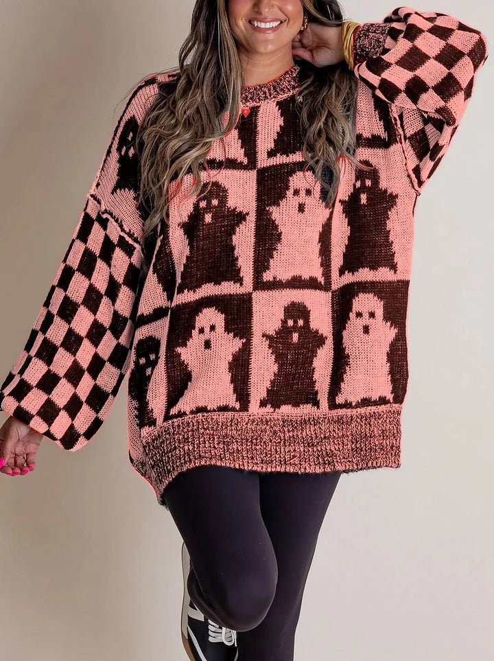 WW | Halloween Checkered Knit Sweater