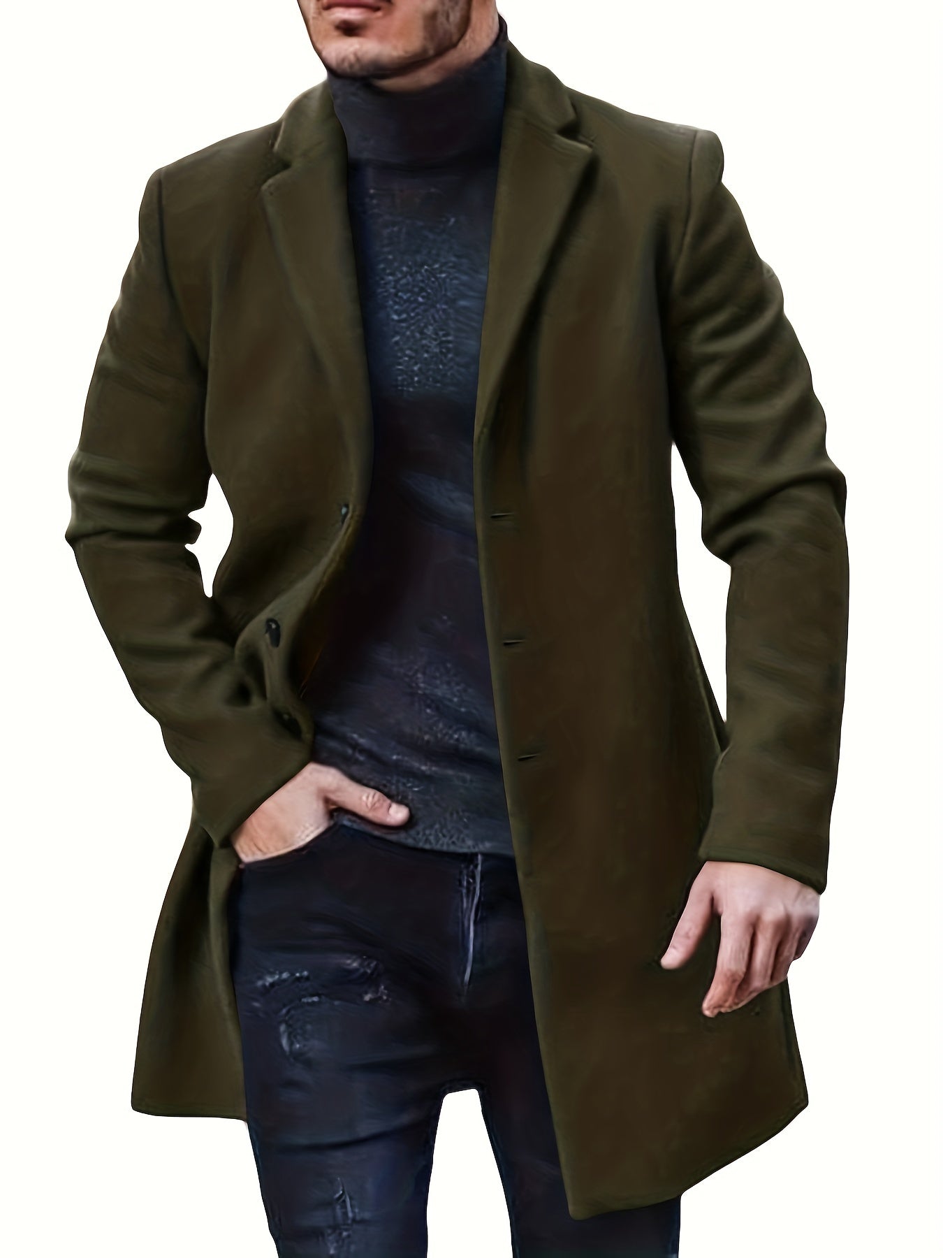 WW | Elegante mittellange Winterjacke mit einfacher Knopfverschluss für Männer - Ideal für den Winter