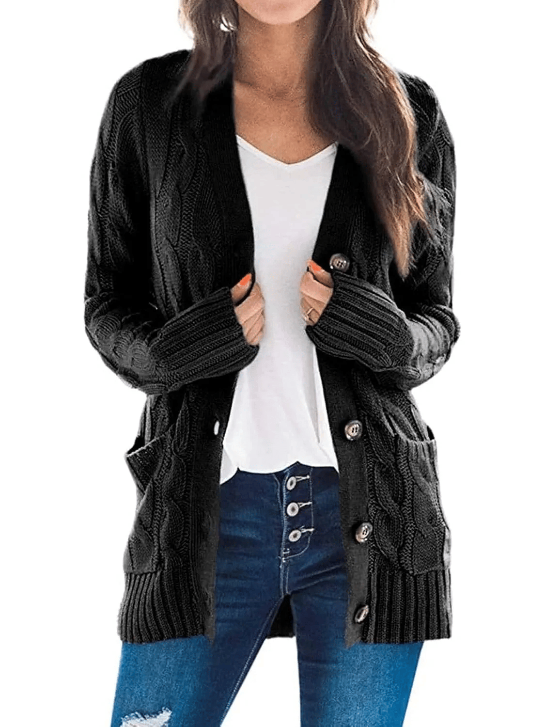 WW | Open-Front Cable-Knit Cardigan